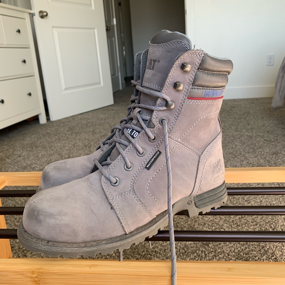 Women’s Grey CAT Waterproof Steel Toe Work Boot